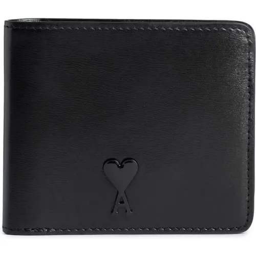 Leather Bi-Fold Wallet , male, Sizes: ONE SIZE - Ami Paris - Modalova