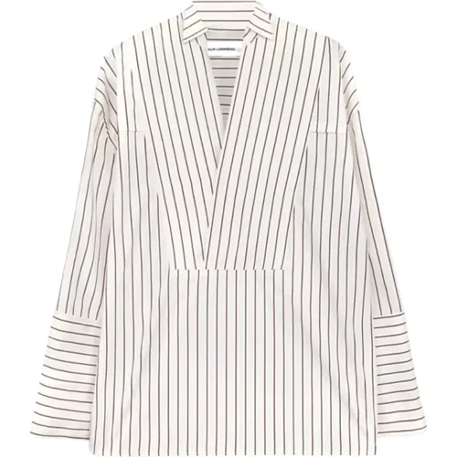 Blouses, female, , Size: XS Striped Oversized Shirt with Plastron - Margaux Lonnberg - Modalova