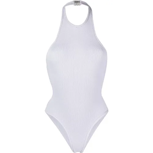Weißer Halfterneck-Frottee-Badeanzug , Damen, Größe: ONE Size - Reina Olga - Modalova