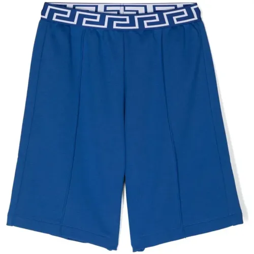 Blaue Kinder-Shorts mit Medusa-Stickerei - Versace - Modalova