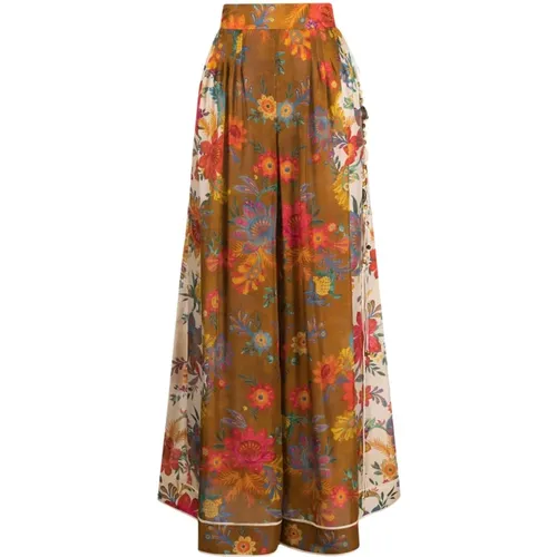 Floral Print Silk Trousers , female, Sizes: S - Zimmermann - Modalova