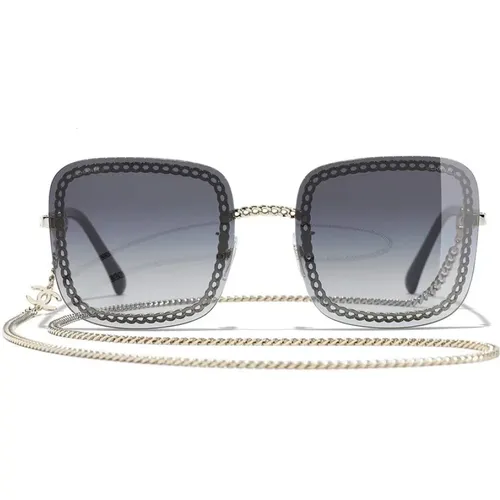 Stilvolle Sonnenbrille mit schwarzem Metallrahmen und degradierendem Filter - Chanel - Modalova