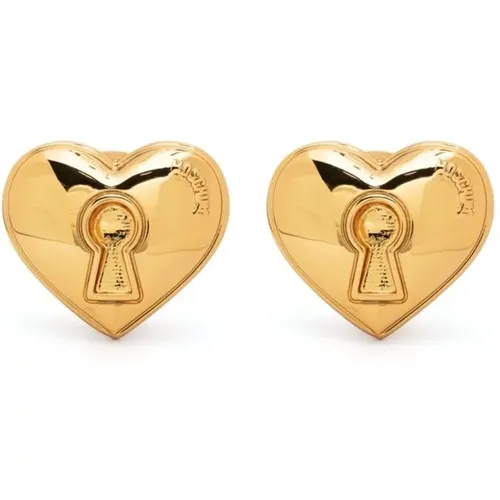Geprägtes Logo Herz Ohrring - Moschino - Modalova
