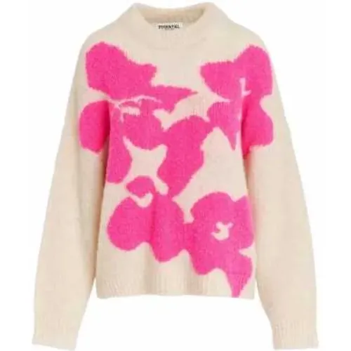 Fuchsia Blumiges Oversized Pullover , Damen, Größe: S - Essentiel Antwerp - Modalova