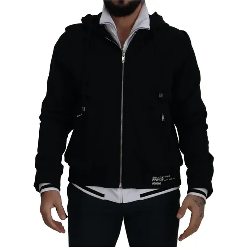 Zip-throughs, male, , Size: 2XL Stunning Polyester Hooded Jacket - Dolce & Gabbana - Modalova