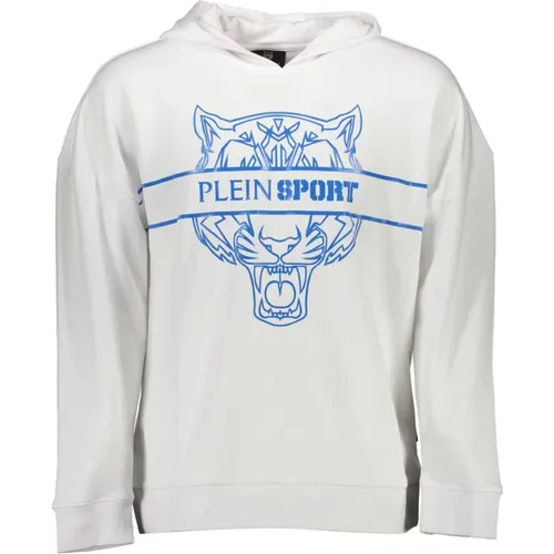 Kapuzenpullover Weiß Langarm , Herren, Größe: M - Plein Sport - Modalova