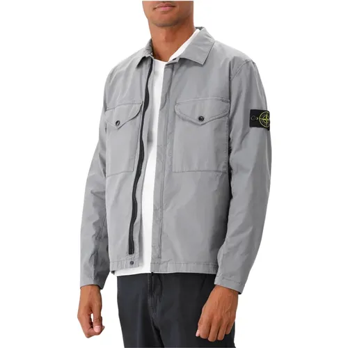 Grau Grünes Overshirt mit Reißverschluss , Herren, Größe: 2XL - Stone Island - Modalova