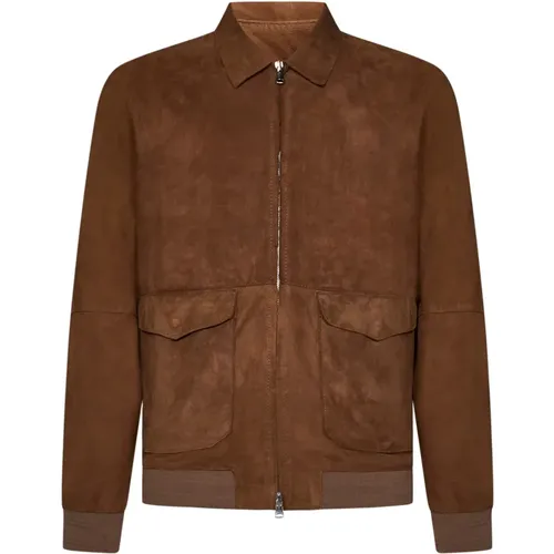 Leather Jackets, male, , Size: M Brad Pitt Bomber Jacket - Franzese Collection - Modalova