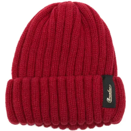 Beanies, female, , Size: ONE SIZE Ribbed Cashmere Hat with Folded Brim - Borsalino - Modalova