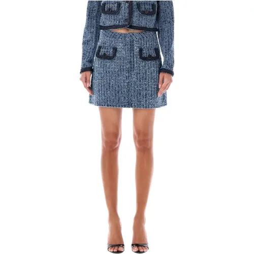 Textured Denim Mini Skirt , female, Sizes: 2XS, S, XS - Self Portrait - Modalova