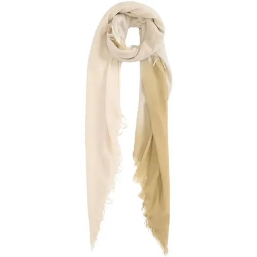 Scarves, female, , Size: ONE SIZE Beige Gradient Effect Frayed Edge Scarf - Fabiana Filippi - Modalova