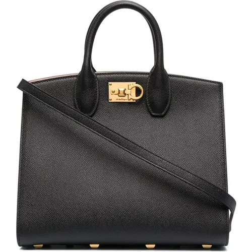 Studio Box Leather Top Handle Bag , female, Sizes: ONE SIZE - Salvatore Ferragamo - Modalova