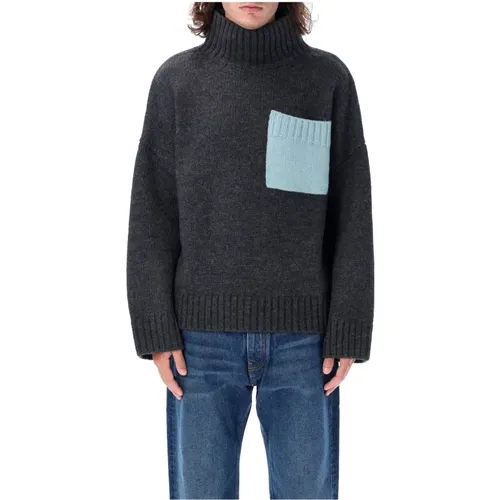 Dark Grey Knitwear High Neck Sweater , male, Sizes: M - JW Anderson - Modalova