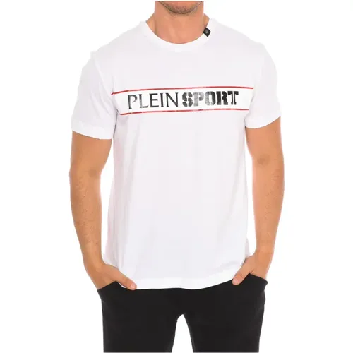 T-Shirt mit kurzem Ärmel und Markendruck , Herren, Größe: 2XL - Plein Sport - Modalova