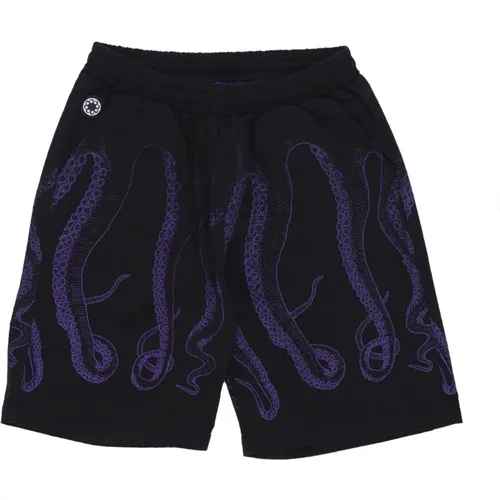 Schwarze/Lila Jogger Shorts Leichter Stoff , Herren, Größe: S - Octopus - Modalova