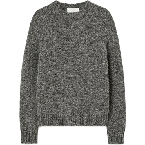 Round-neck Knitwear, female, , Size: M Grey Alpaca Wool Blend Sweater - Jil Sander - Modalova