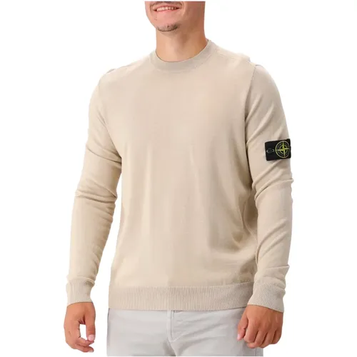 Hellbeiger Wollstrickpullover , Herren, Größe: 3XL - Stone Island - Modalova