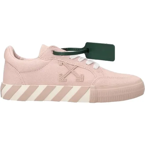 Low Vulcanized Sneakers in canvas with unmistakable arrow pattern, signed zip label. Round toe and lace-up closure at the front. , female, Sizes: 3 UK - Off White - Modalova