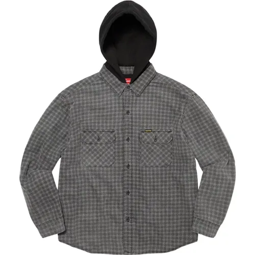 Houndstooth Flannel Hooded Shirt Black , Herren, Größe: XL - Supreme - Modalova