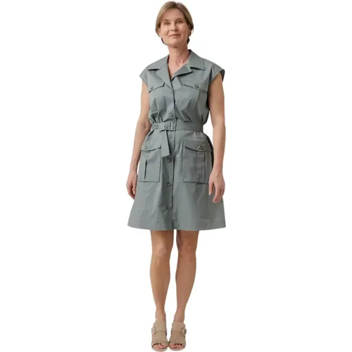 Midi Kleid mit Reverskragen und Taschen , Damen, Größe: 3XS - PESERICO - Modalova