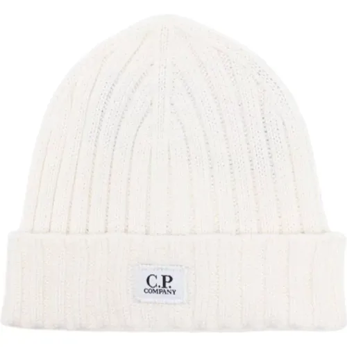 Beanies, male, , Size: ONE SIZE Merino Wool Logo Beanie - C.P. Company - Modalova