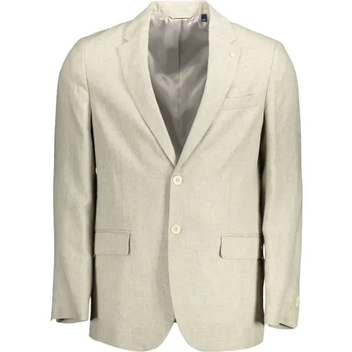 Classic Linen Jacket in with Logo Details , male, Sizes: XL - Gant - Modalova