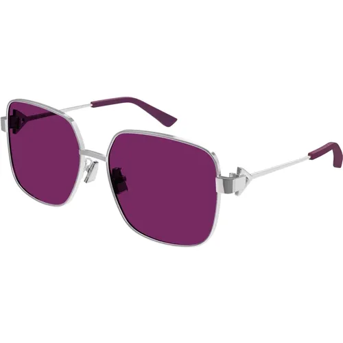 Silver/Violet Sunglasses - Bottega Veneta - Modalova