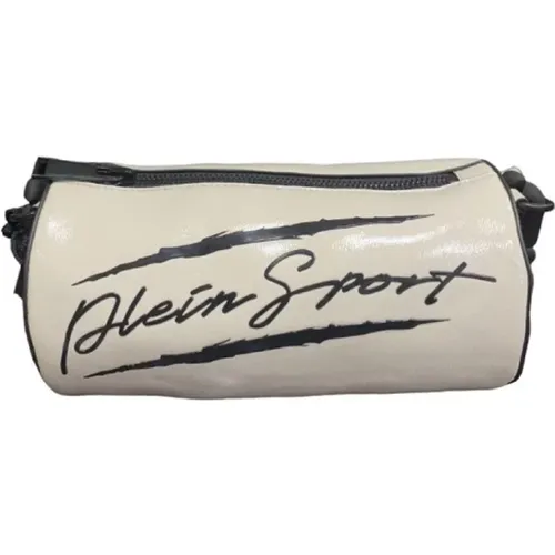 Weiße Lackhandtasche mit Logo-Schriftzug - Plein Sport - Modalova