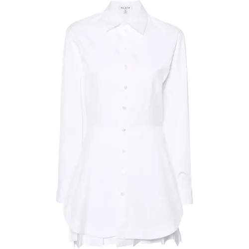 Weiße Baumwollmischung Popeline Hemdkleid - Alaïa - Modalova