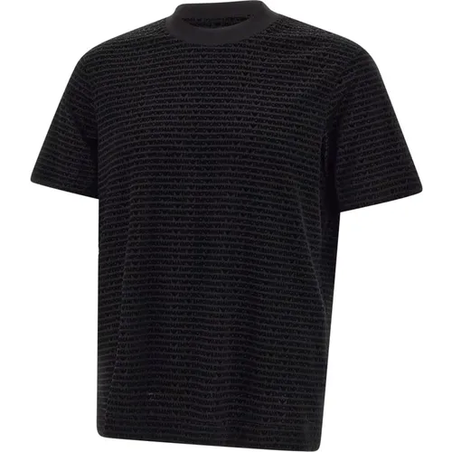 Samt Logo Schwarzes T-Shirt , Herren, Größe: S - Emporio Armani - Modalova