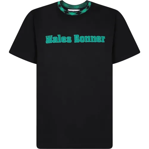 T-Shirts, male, , Size: L T-Shirt with Teal Logo - Wales Bonner - Modalova