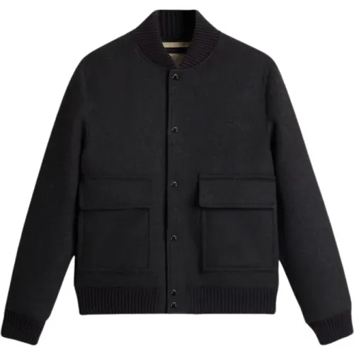 Bomber Jackets, male, , Size: M Twill Wool Bomber Jacket - Woolrich - Modalova