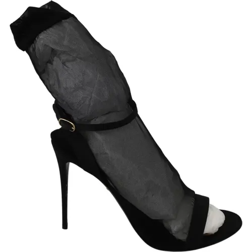 Schwarze Tüll Stretch Stilettos Sandalen - Dolce & Gabbana - Modalova