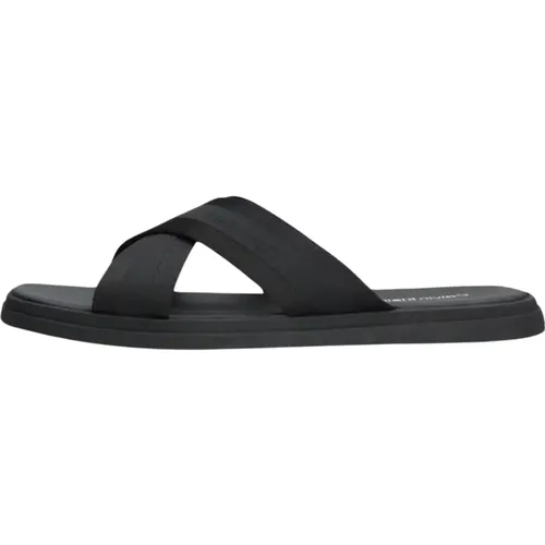 Schwarze Webbing Cross Sandale , Herren, Größe: 41 EU - Calvin Klein - Modalova