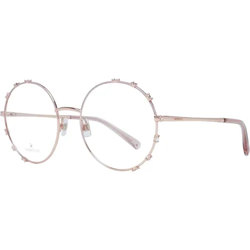 Glasses, female, , Size: ONE SIZE Rose-Colored Round Metal Frame Glasses - Swarovski - Modalova