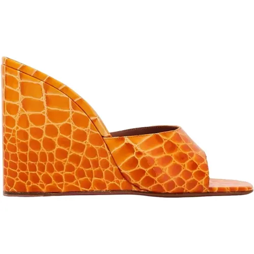 Platform Sandals with Embossed Leather , female, Sizes: 6 1/2 UK, 5 1/2 UK, 6 UK, 5 UK - Amina Muaddi - Modalova