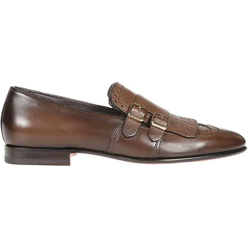 Dark Double Monks Strap Shoes , male, Sizes: 8 UK, 8 1/2 UK, 7 1/2 UK - Santoni - Modalova