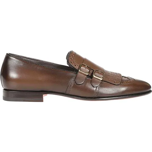 Dark Double Monks Strap Shoes , male, Sizes: 8 UK, 8 1/2 UK, 7 1/2 UK, 9 UK, 7 UK, 9 1/2 UK - Santoni - Modalova