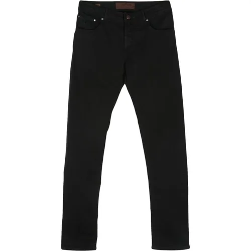 Schwarze Skinny Cut Denim Jeans , Herren, Größe: W38 - Hand Picked - Modalova