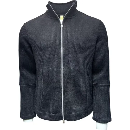 Black Knit Jacket with 2-Way Zipper , male, Sizes: L, S, M - Brixtol Textiles - Modalova