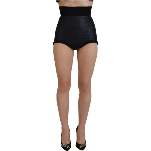 Schwarze gesteppte Shorts mit hoher Taille , Damen, Größe: XS - Dolce & Gabbana - Modalova