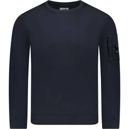 Blaue Fleece Rundhals Sweatshirt , Herren, Größe: 2XL - C.P. Company - Modalova