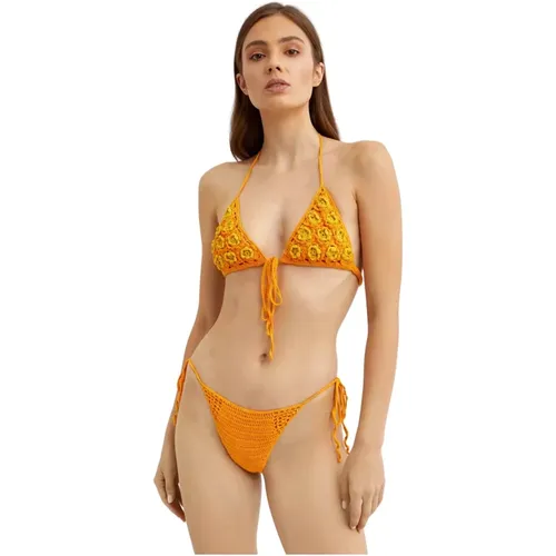 Oranger Häkel-Bikini-Top Alivia , Damen, Größe: S - Cult Gaia - Modalova