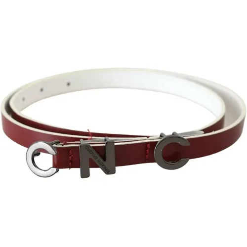 Belts, unisex, , Size: 85 CM Maroon Leather Logo Skinny Fashion - Costume National - Modalova