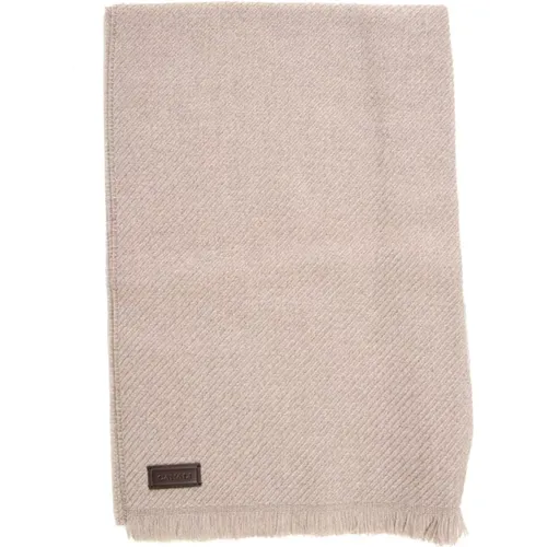 Winter Scarves, male, , Size: ONE SIZE Classic Wool Scarf with Diagonal Print - Canali - Modalova