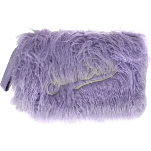 Faux Fur Maxi Pochette with Embroidered Logo , female, Sizes: ONE SIZE - MC2 Saint Barth - Modalova