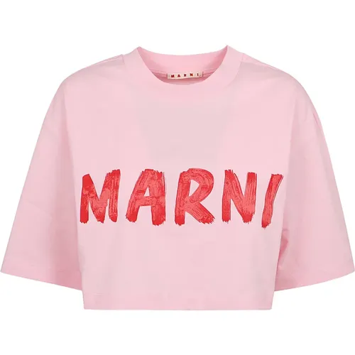 Cinder Rose Knit T-Shirt , female, Sizes: XS, 2XS - Marni - Modalova