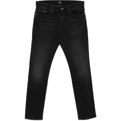 Slim Fit Jeans mit Lederlogo , Herren, Größe: W36 - Hugo Boss - Modalova