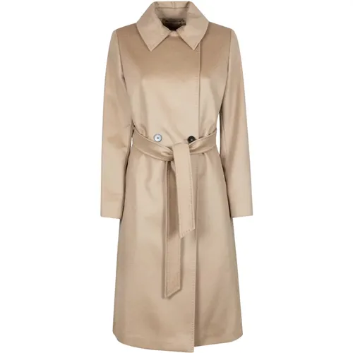 Long Shirt Collar Belted Wool Coat , female, Sizes: 2XS, XS, L, 3XS - Max Mara Studio - Modalova