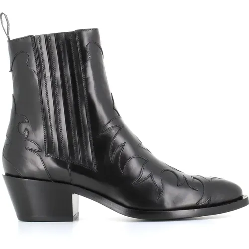 Leather Texano Elastic Boots , female, Sizes: 3 UK, 2 UK, 4 1/2 UK - Sartore - Modalova